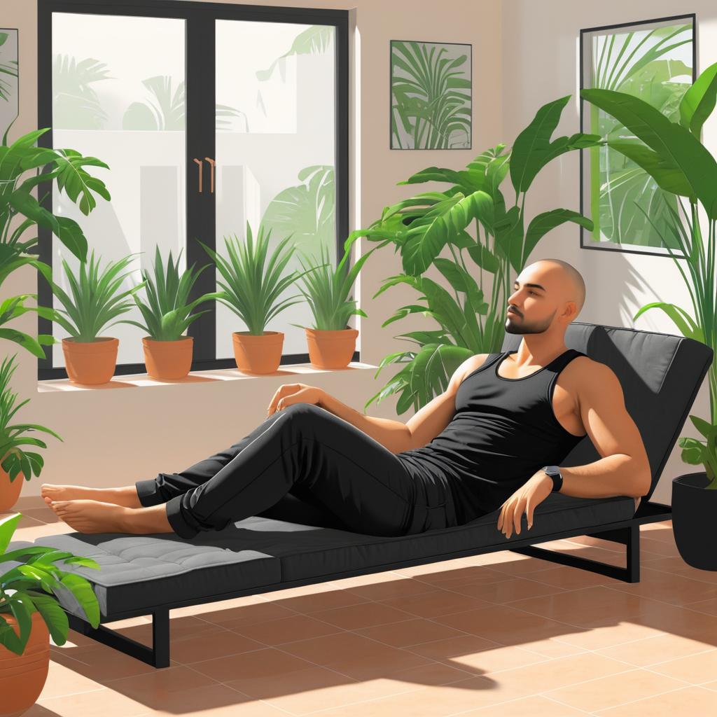 Relaxed Man on Chaise Lounge Illustration