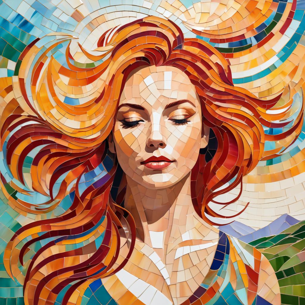 Vibrant Mosaic Portrait of Serenity