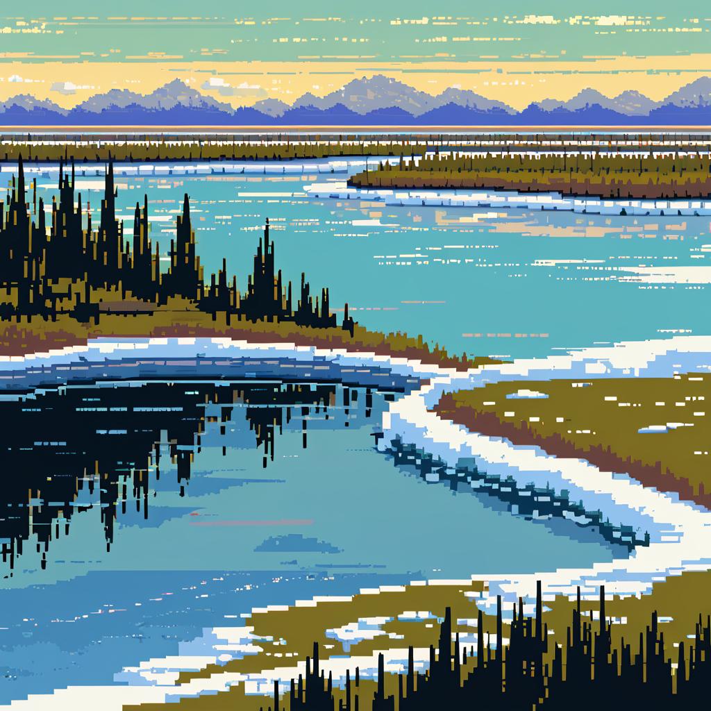 Pixel Art of Permafrost Flats Landscape