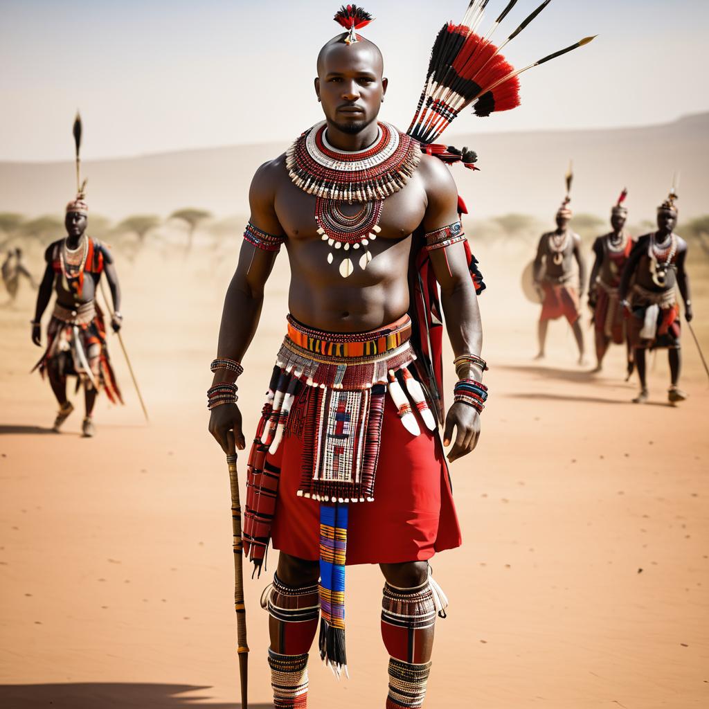 Vibrant Maasai Warrior in Traditional Attire