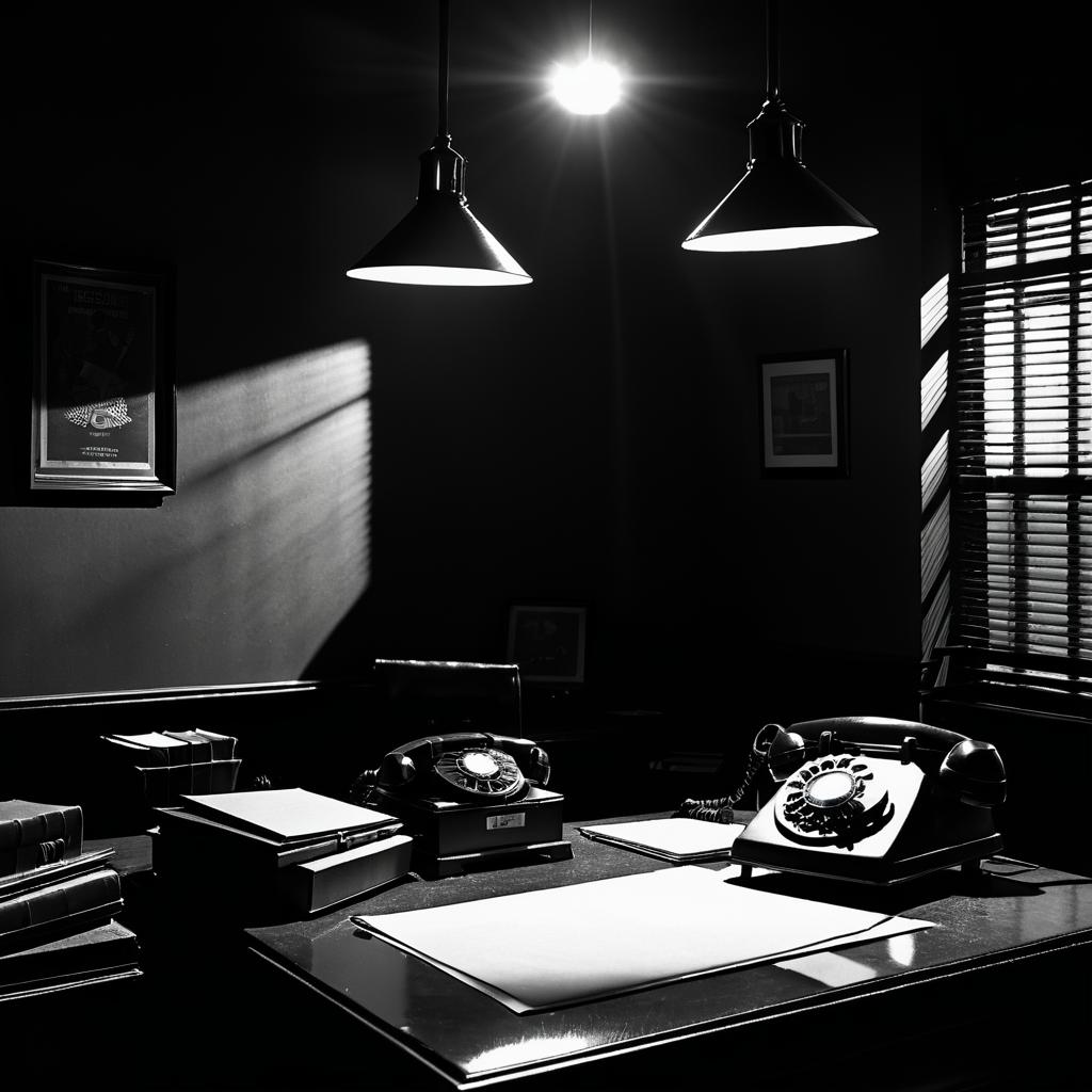 Noir Detective Office with Shadows