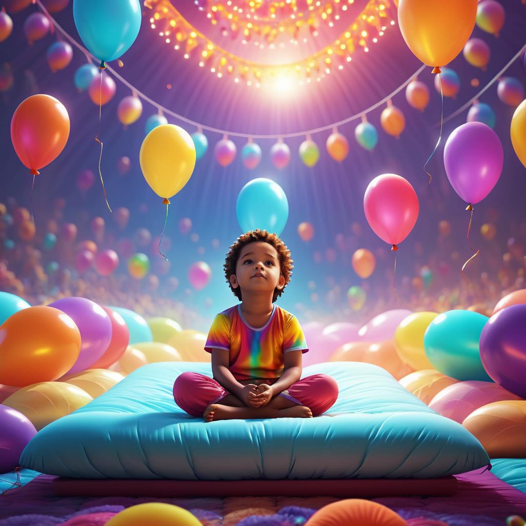 Child Meditating in a Dreamy Carnival