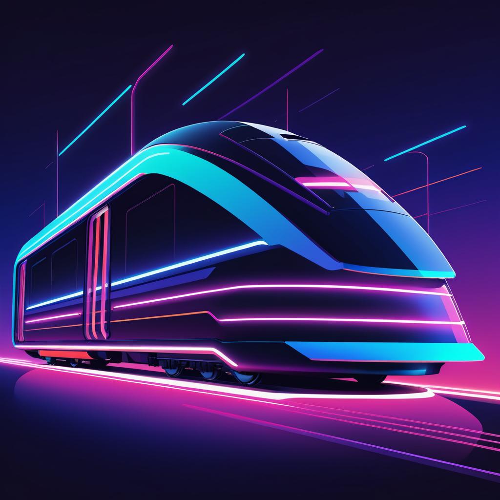 Futuristic Neon Train Vector Illustration