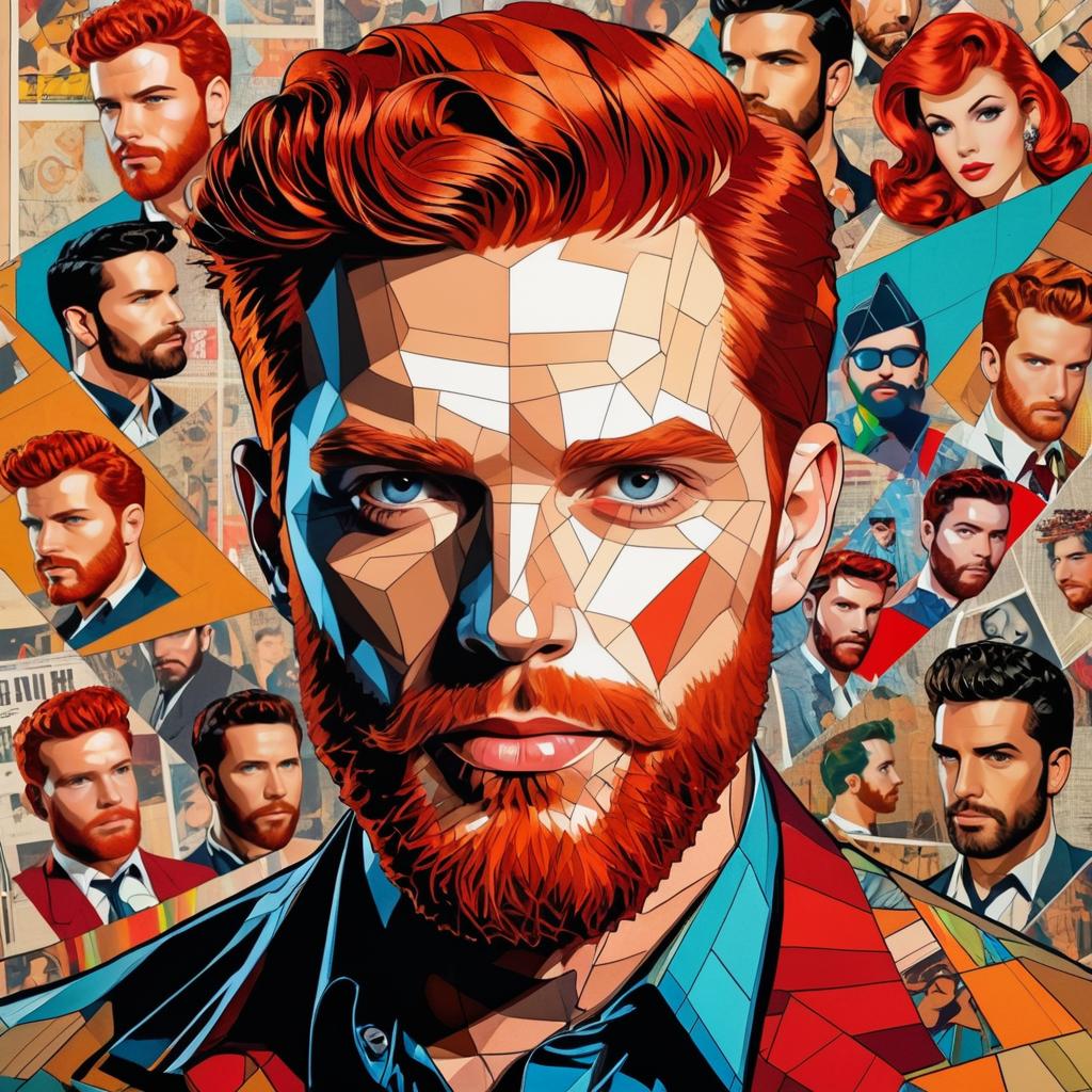 Vintage Comic Style Red-Bearded Man