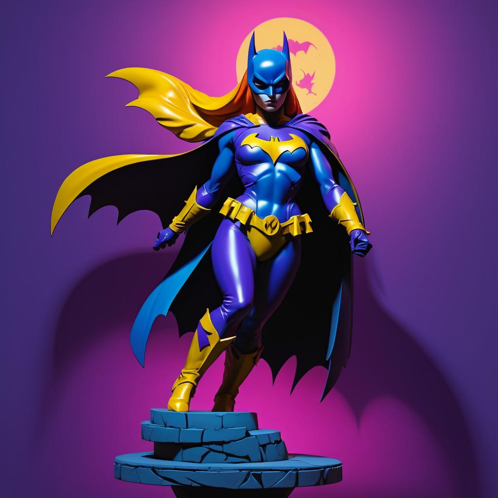 Vibrant Batgirl Statue in Mignola Style