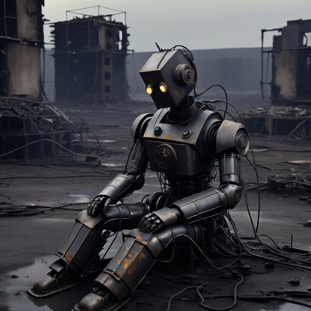 Cinematic Conceptual Art of a Depressed Robot