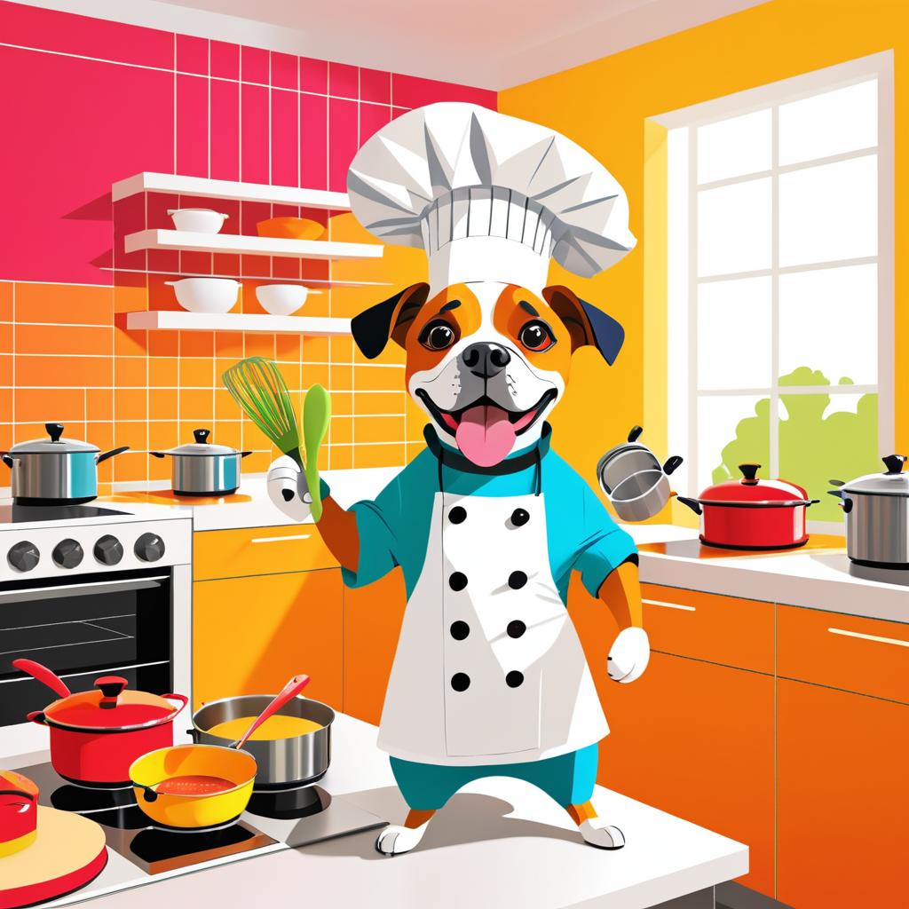 Cheerful Dog Chef in a Colorful Kitchen