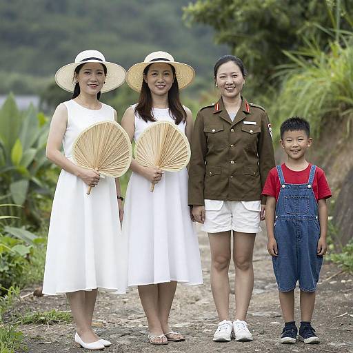 Smiling Group on Lush Rocky Path
