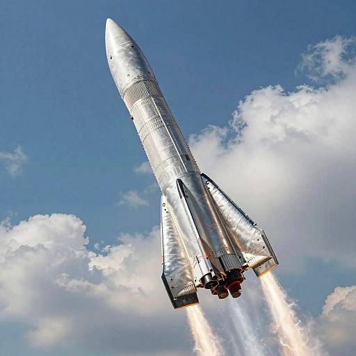 Realistic Rocket Soaring Through Clouds