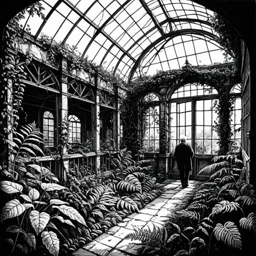 Elderly Botanist in Overgrown Greenhouse