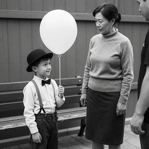 Charming Outdoor Moment in Black and White