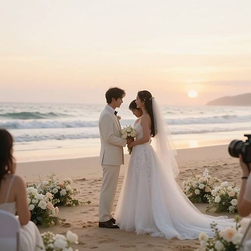 Dreamy Beach Sunset Wedding Photos