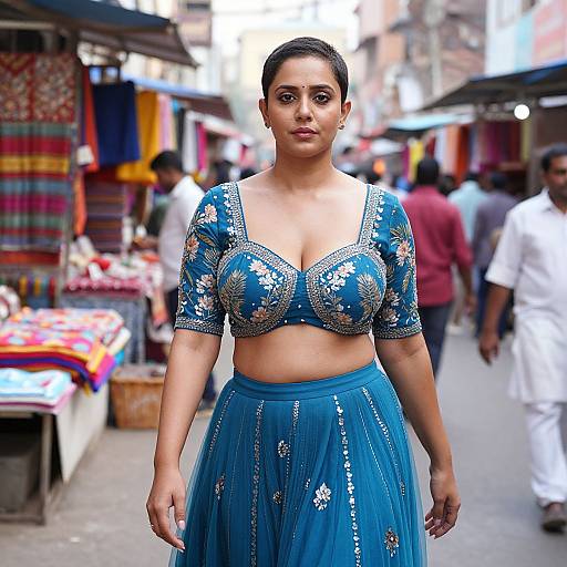 Confident Woman in Vibrant Market