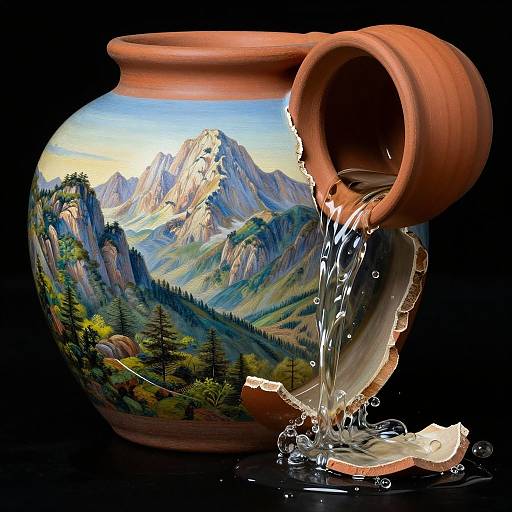 Hyperrealistic Mountain Landscape in Jar