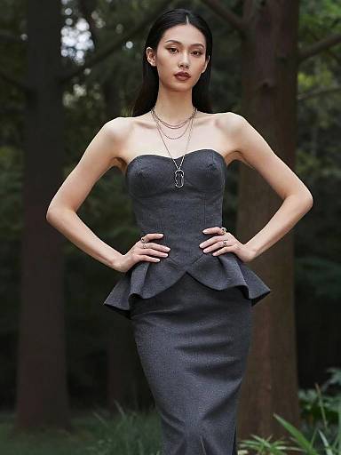 Elegant Trans Woman Forest Fashion Portrait