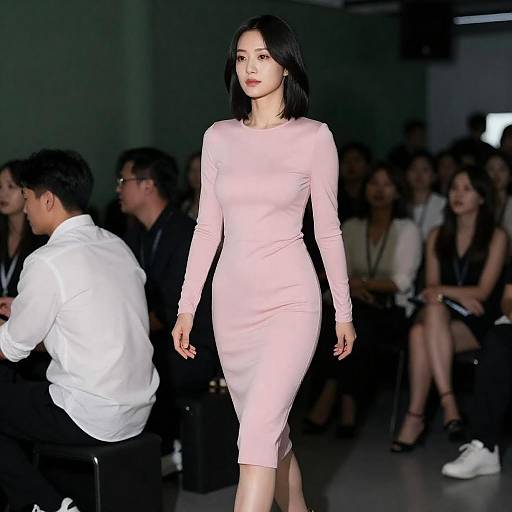 Stylish Asian Woman in Dim Room