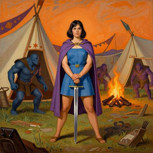 1960s Medieval Fantasy Woman Warrior