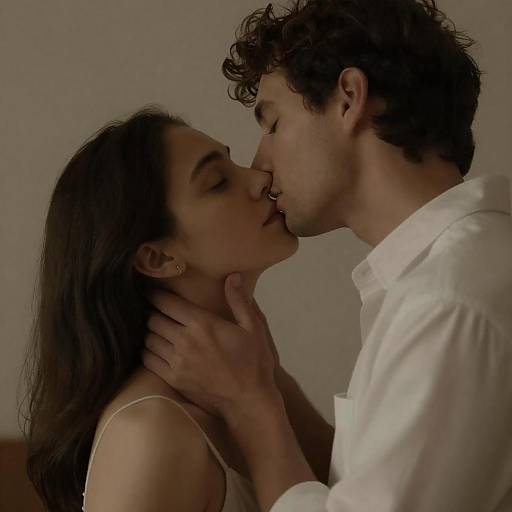 Tender Neck Kiss in Warm Light