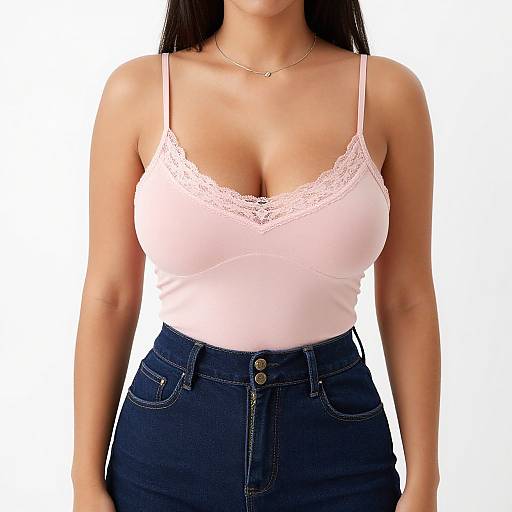 Casual Chic Woman in Pink Camisole