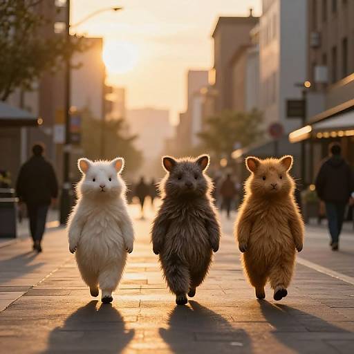 Dusk Stroll of Anthropomorphic Animals