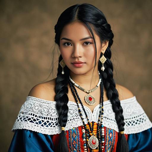 Elegant Filipino Girl in Traditional Costume