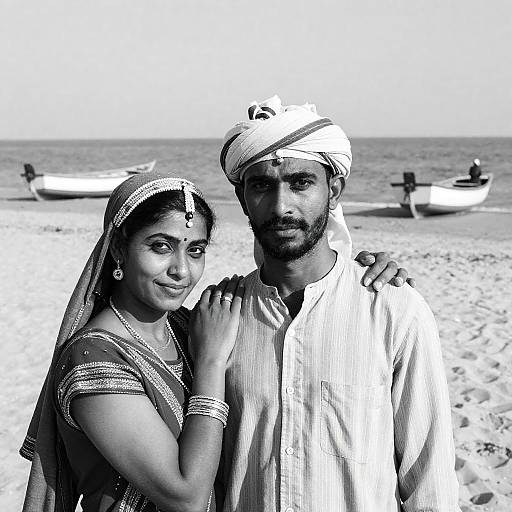 Timeless Beach Moments in Black and White