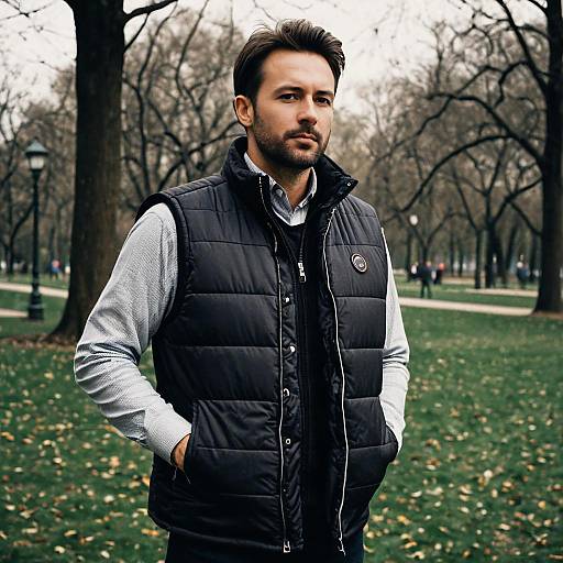 Man Wearing Heated Battery Vest