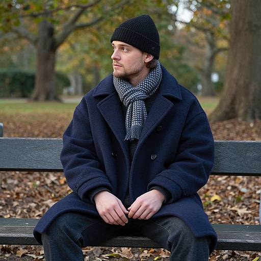 European Man in Oversized Wool Coat