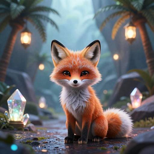 Bioluminescent Alien Fox in Crystal Canyon