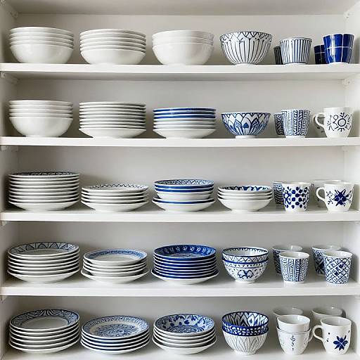 Organized Blue and White Dish Collection