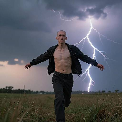 Intense Run Through Stormy Landscape