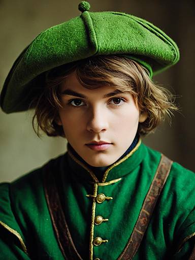 Young Man in Green Renaissance Costume