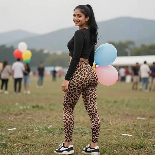 Young Woman with Balloon in Field