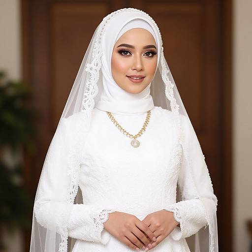 Elegant White Islamic Wedding Attire