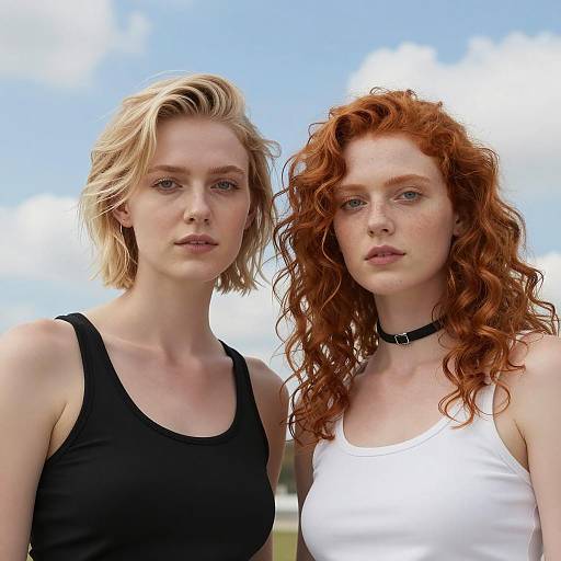 Two Women with Distinctive Hair Styles