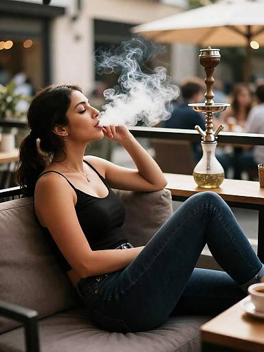 Candid Shisha Moment on Cozy Terrace