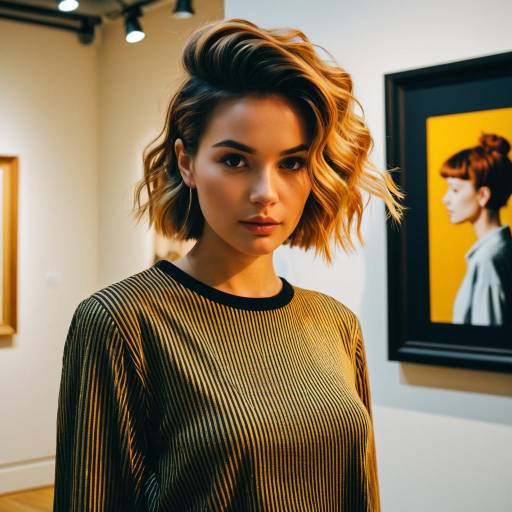 Woman with Color Melt Hairstyle in Art Gallery