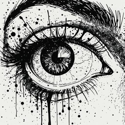 Minimalist Eye Print with Ink Splatter