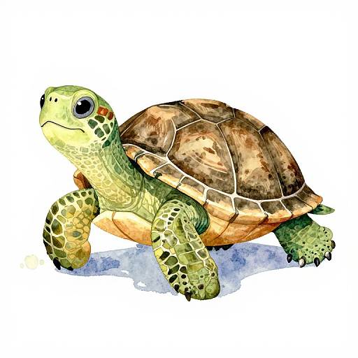 Sad Watercolor Turtle Illustration