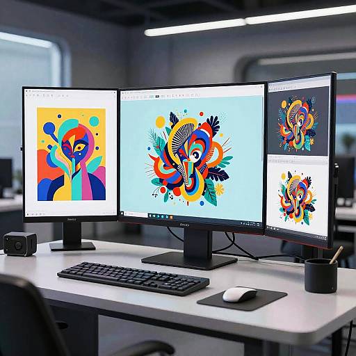 Futuristic AI Art Workspace