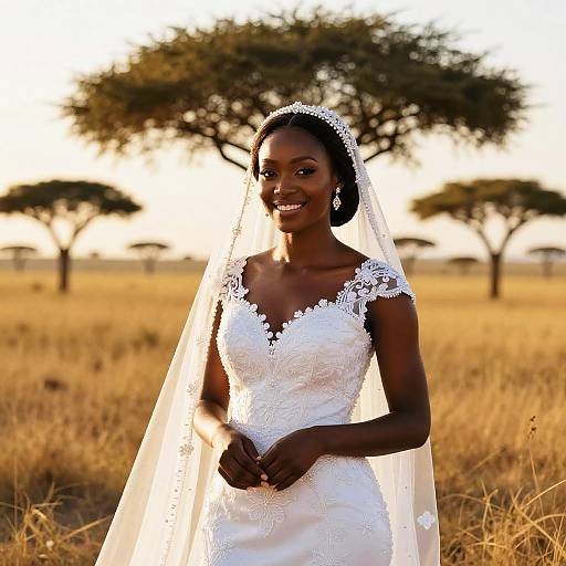 Radiant African Bride in Golden Savannah