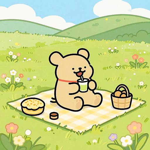 Bear Pepe's Sunny Meadow Picnic