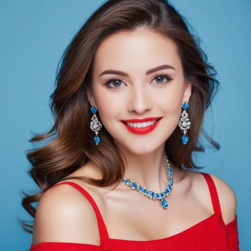 Elegant woman with blue jewelry