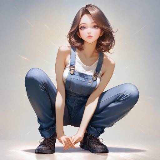 Artistic Young Woman in Denim Overalls Artistic Young Woman in Denim Overalls
