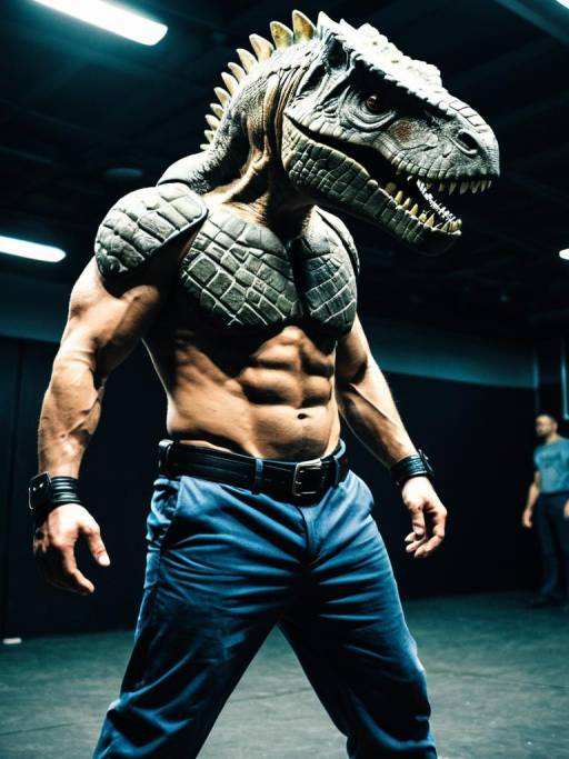 Man Wearing Dinosaur Cosplay Costume
