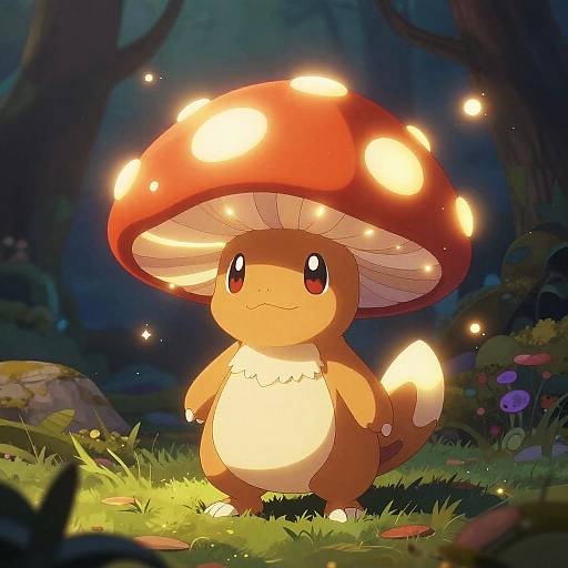 Glowing Mushroom Pokemon in Enchanted Woods