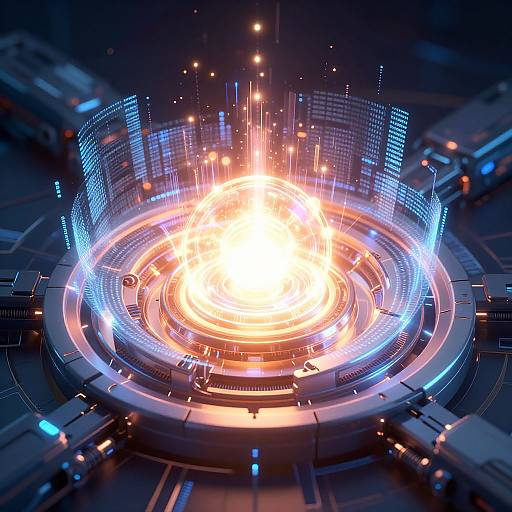 Glowing AI Core with Cybernetic Layers