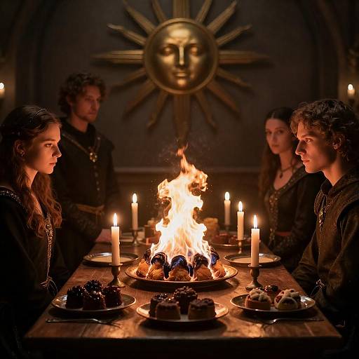 Candlelit Medieval Feast with Flaming Dessert