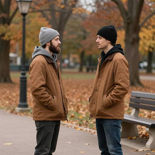 Autumn Park Conversation Between Friends