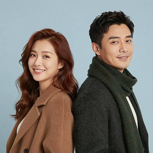 Smiling Couple in Cozy Outfits